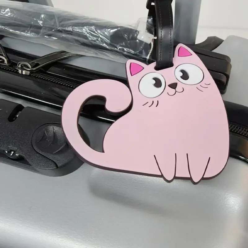 2-teiliges Niedliches Katzen-Gepäckanhänger-Set, Langlebiges PVC-Material, Stilvolles Reisegepäck-Zubehör, Gepäck-Bordkarte – Detail 2