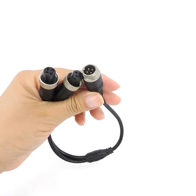 M12 4Pin Aviation Head to Aviation Head Male to 2 Female to 2 male Extension Y Splitter Cable Adapter for CCTV Camera  A7