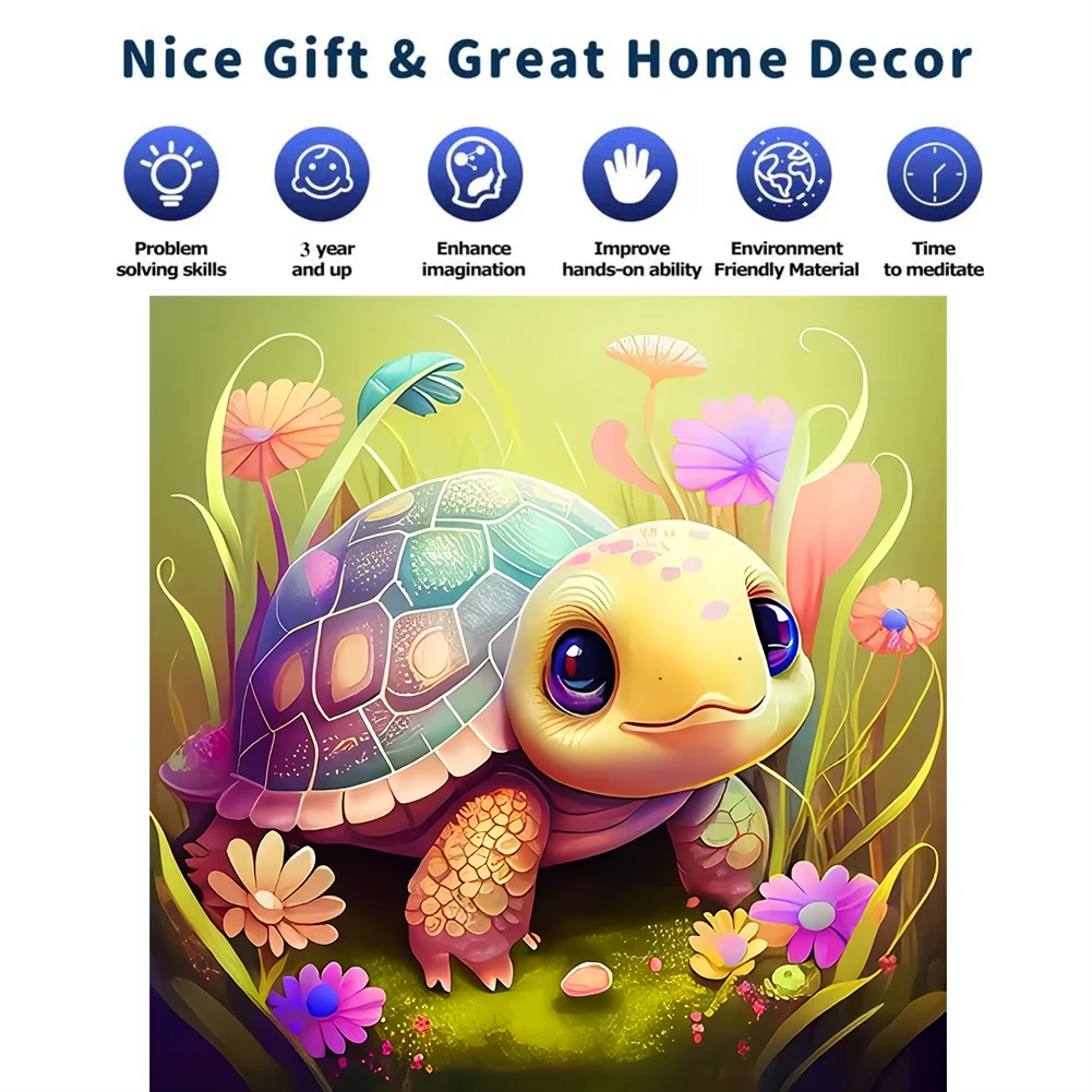 Wooden Jigsaw Puzzle Turtle DIY Crafts Animal Wooden Puzzles For Adults Kids Family Interactive Game with Unique Pieces Gift Toy