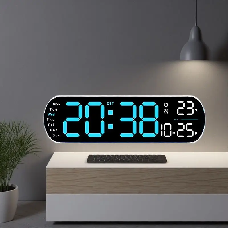 Energy-Efficient LED Silent Wall Clock with Multiple Display Features for Bedroom
