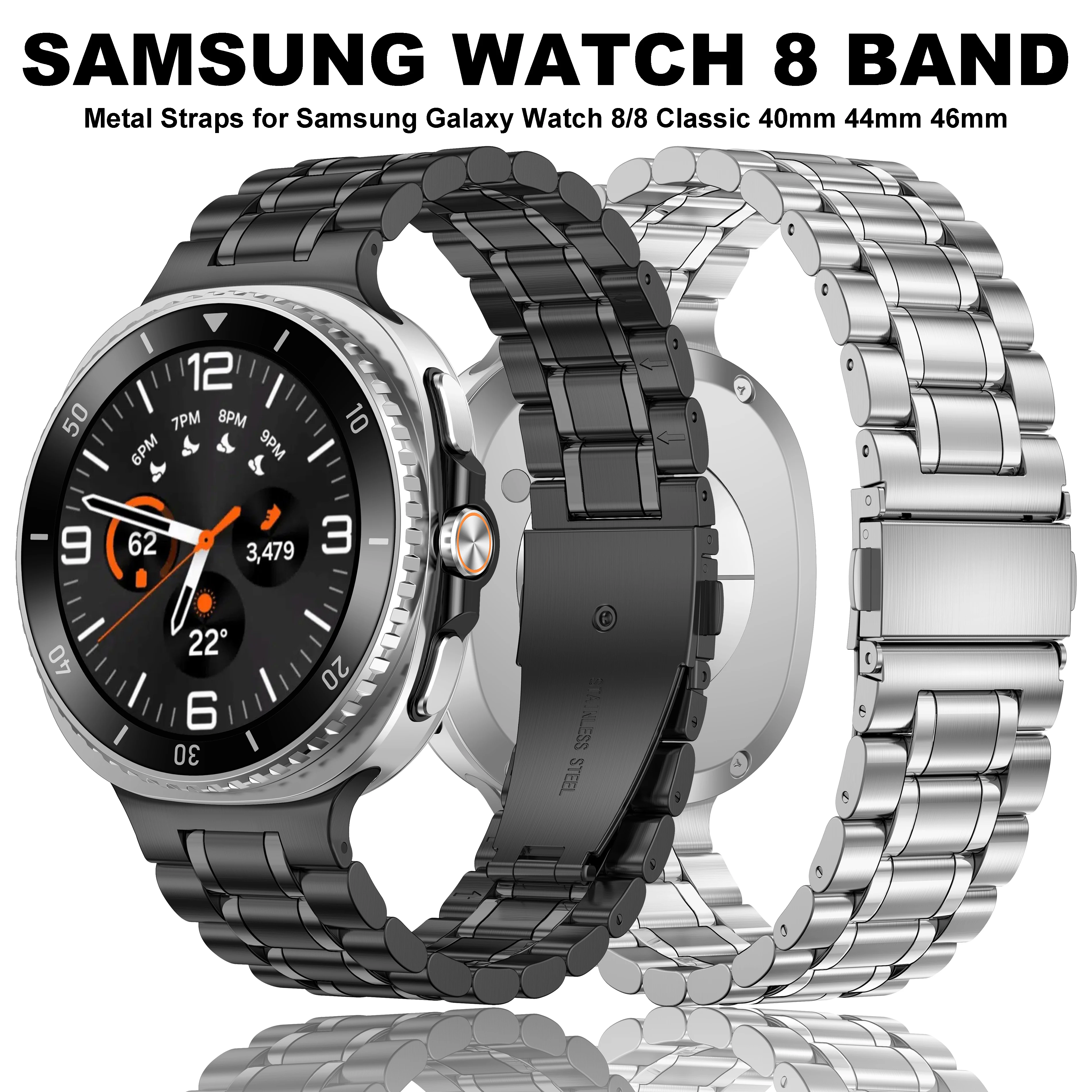 

Metal Straps for Samsung Galaxy Watch 8/8 Classic 40mm 44mm 46mm Stainless Steel Wrist Link Bracelet Correa Galaxy Watch 8 Bands
