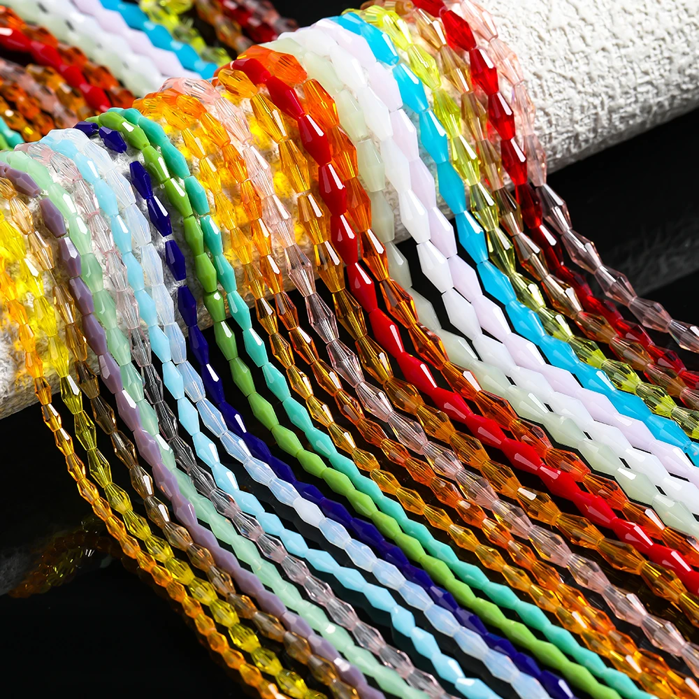 1 Strand About 50/65/75pcs Colored Glass Spacer Beads Bicone Shaped Beads for DIY Phone Chains Necklaces Jewelry Making Findings