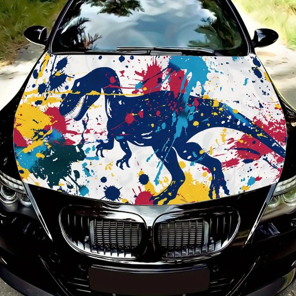 

Dinosaur; Inkblot; Cool; Spray Paint; Colorful; Artistic; Gift.Car Hood Decal Sticker, Motorcycle and Truck Decal, Self-adhesive