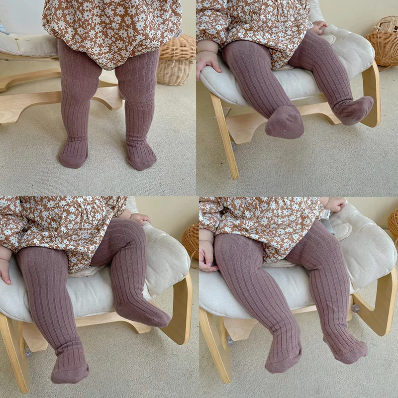 Children Macaron Color Pantyhose Cotton Knitted Baby Girl Fashion Tights Infant Kids Stocking Toddler Casual Pants