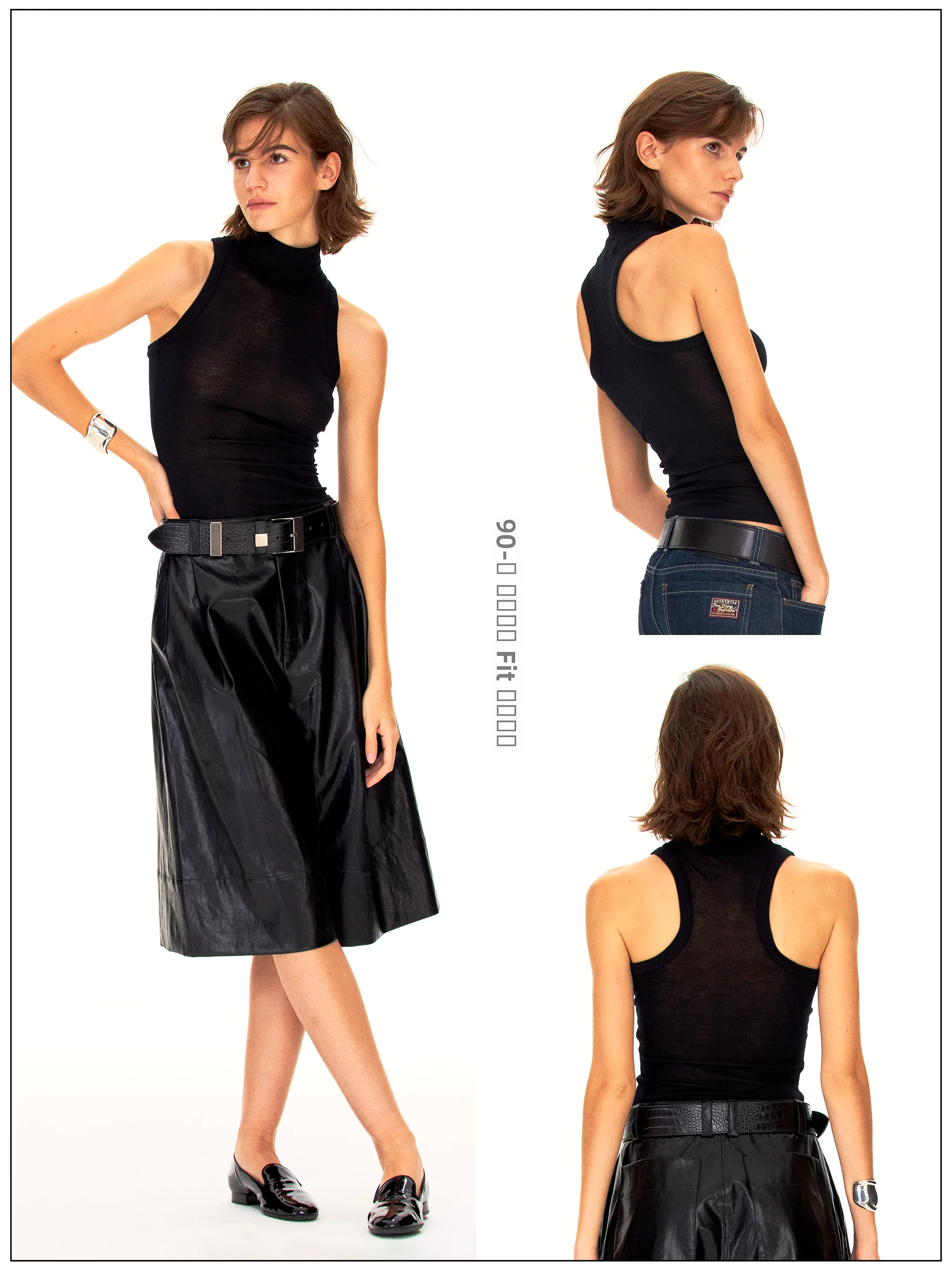 

Женская футболка с высоким воротником из шерстяной смеси, комфортная посадка, осенняя мода, коллекция Fax Copy Expr Gold Age