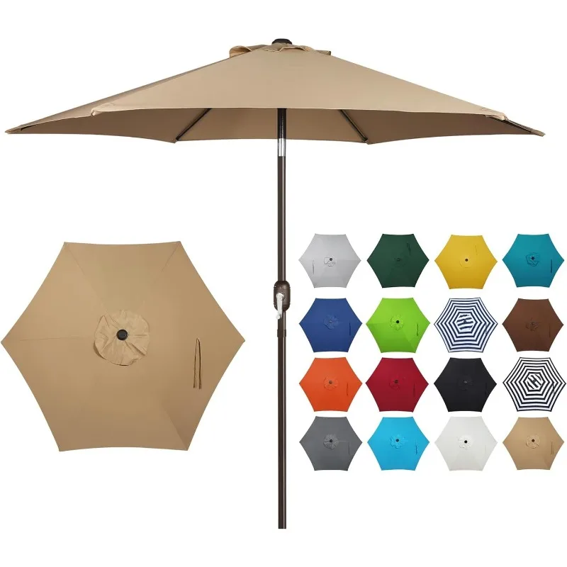 7.5 ft Patio Umbrella, Yard Umbrella Push Button Tilt Crank