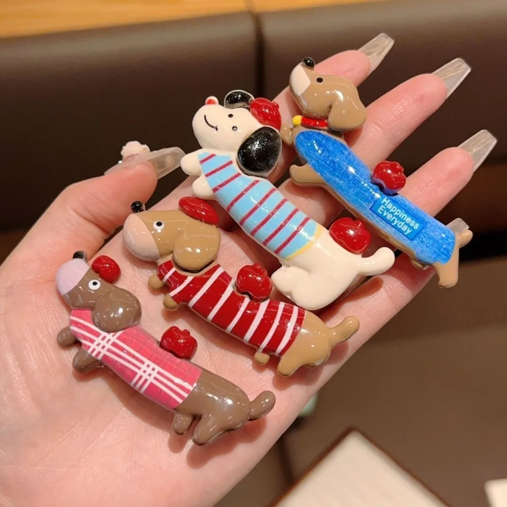 Autumn Coffee Cartoon Puppy Hairpin for Girl Broken Hair Duck Bill Clip Cute Dachshund Dog Hair Clip Headwear Hair Accessories
