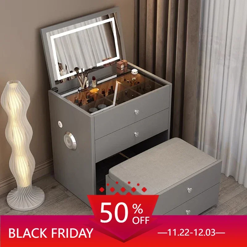 Glass Top Vanity Desk Light Mirror Aesthetic Room Furniture Makeup Chair Bedroom Luxury Storage Toilet Nordic Vanity Tocador