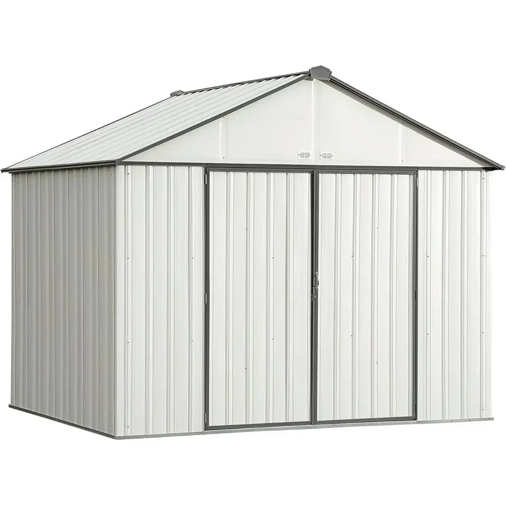 10' x 8' EZEE Shed Cream with Charcoal Trim Extra High Gable Steel Storage Shed