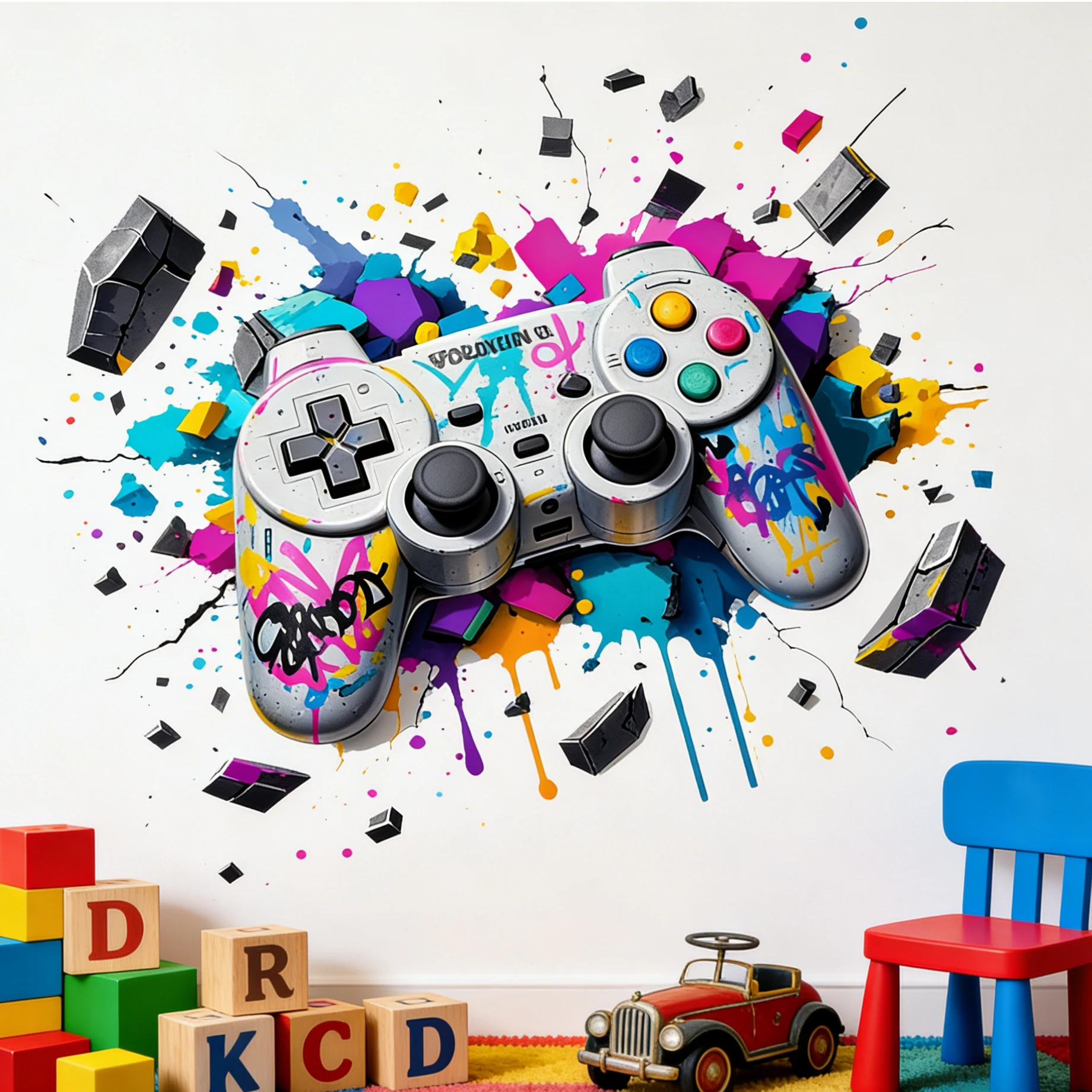 Creative Game Controller Wall Decal Sticker for Bedroom Living Room Entrance Home Beautification Decor