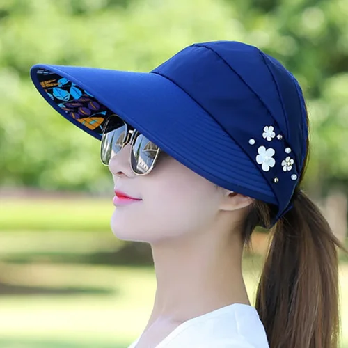 Imagen 2 del producto Nuevo sombrero de ocio al aire libre de verano para mujer, sombrero de sol que combina con todo, aleros grandes, gorras de protección UV ajustables plegables, sombreros para mujer