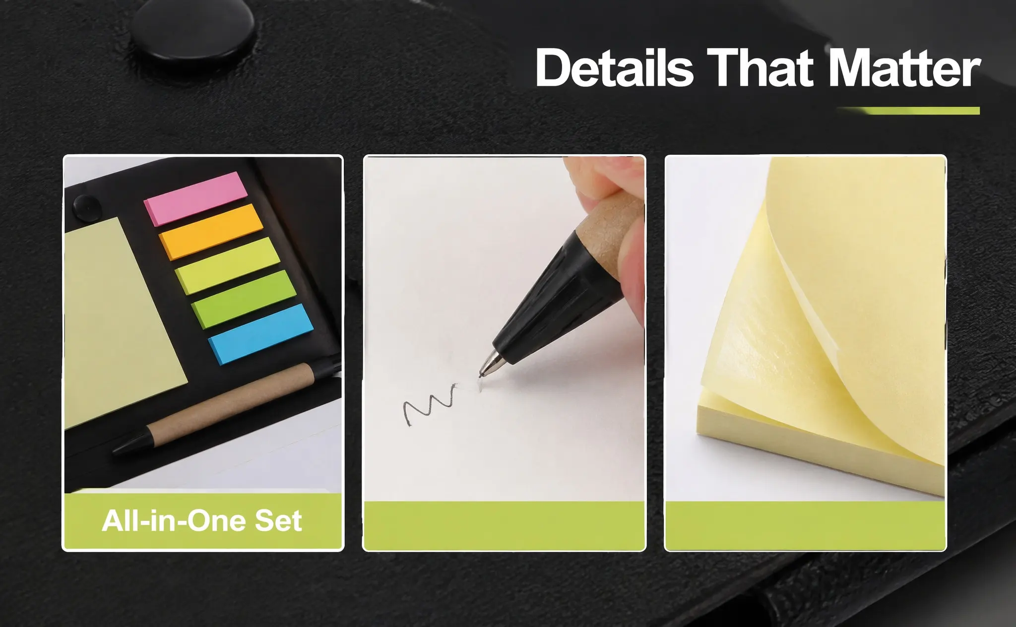 1Set Kraftpaper Cover Notebook Self-Stick Memo Pad Index Tabs Flags for Daily Office Travel Use Removable Page