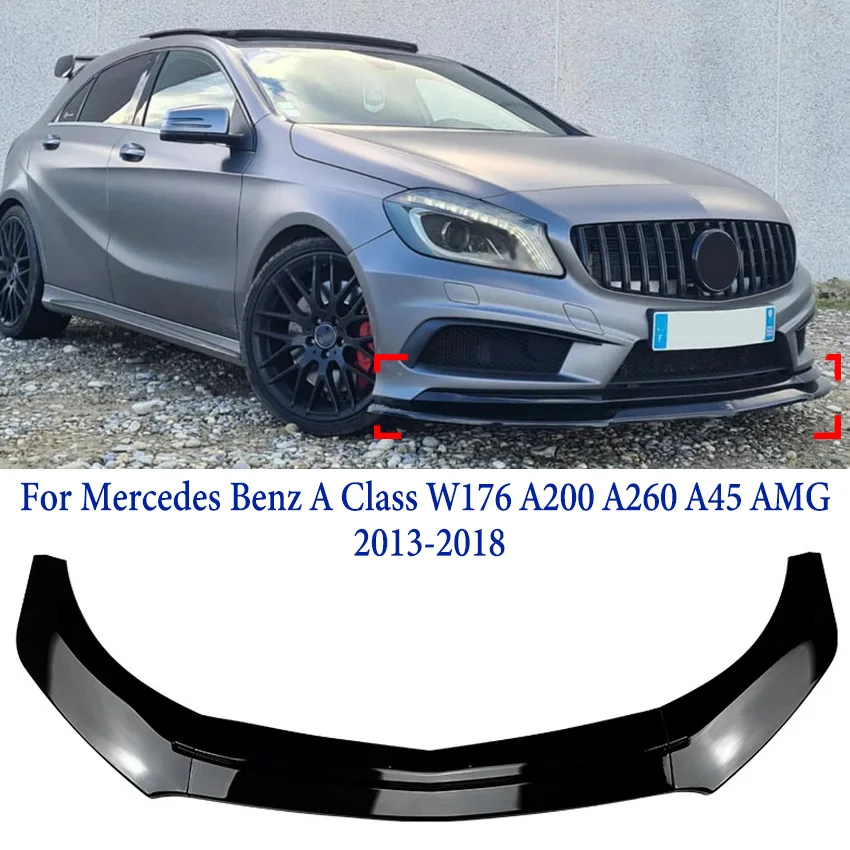 For Mercedes Benz A Class W176 A200 A260 A45 AMG 2013-2018 Auto Accessories Car Front Bumpers Lip Spoiler Body Kit Tuning Parts