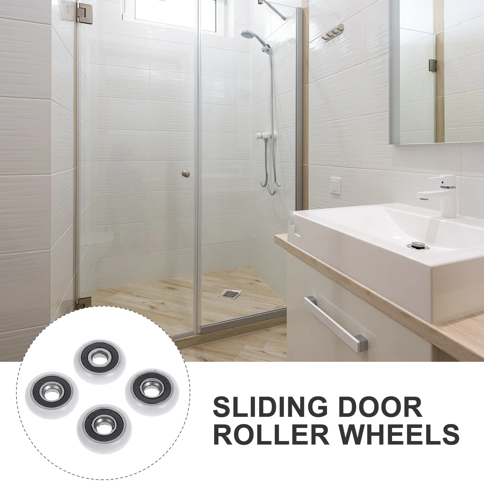 

4pcs Bathroom Sliding Rollers 19Mm Diameter Smooth Durable Replacement For Shower Glass Door Runner Sliding Door Hardware Parts