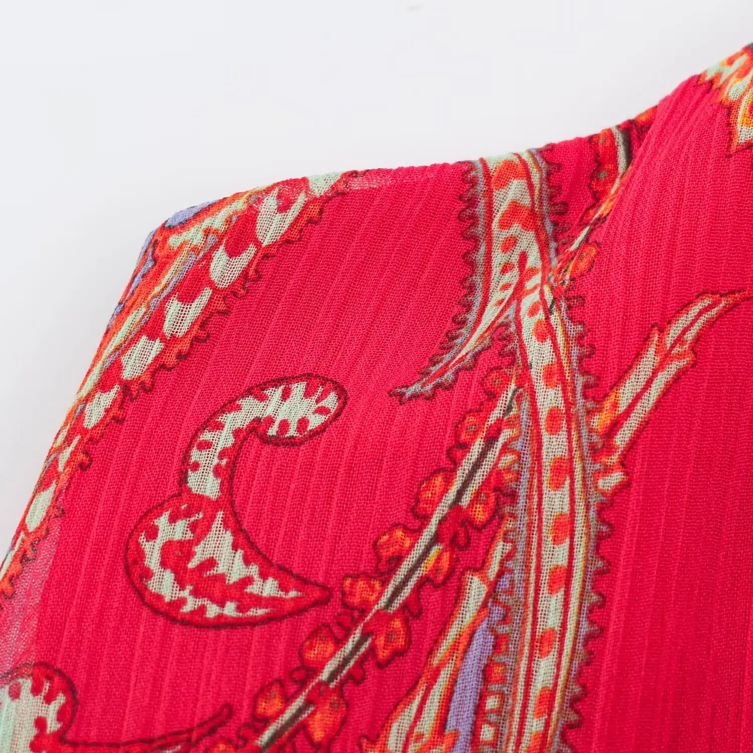 TFMLN Damenrock Zweiteiler-Set, Neckholder-Top mit Rüschen, Hochtaillierter Midirock mit Gürtel, Sommeranzug mit Paisley-Print – Detail 6
