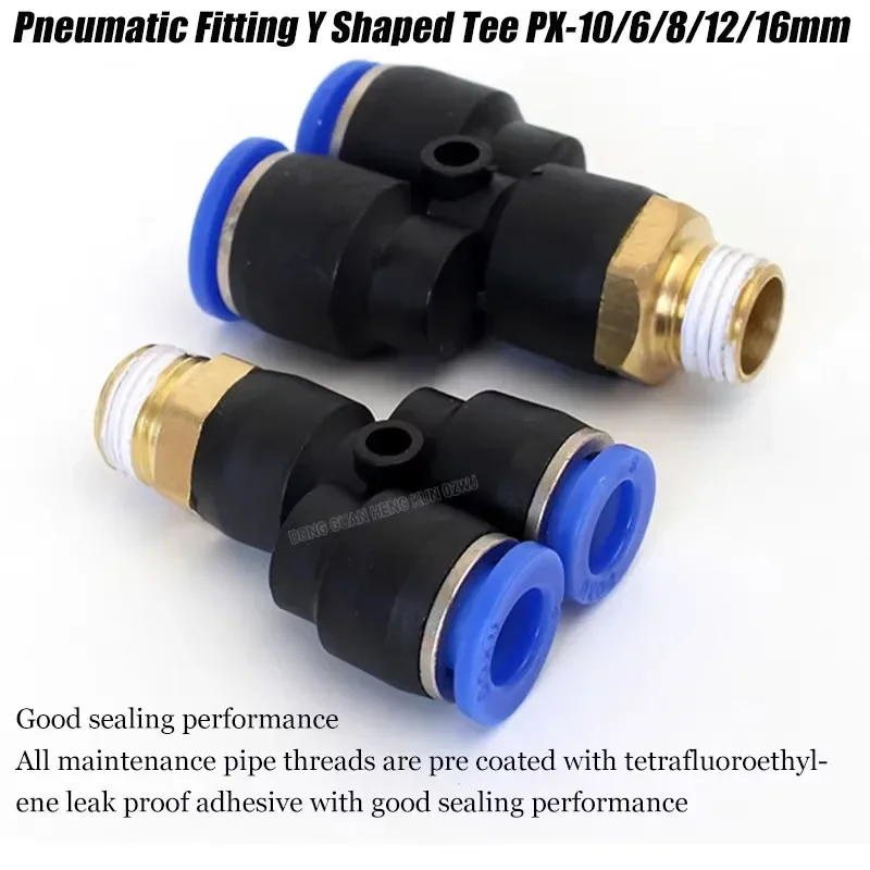 

Pneumatic Fitting Y Shaped Tee PX-4/6/8/12/16mm OD Hose Tube M5 1/8" 1/4" 3/8" 1/2" BSP Male Thread 3 way Air Coupler Connector