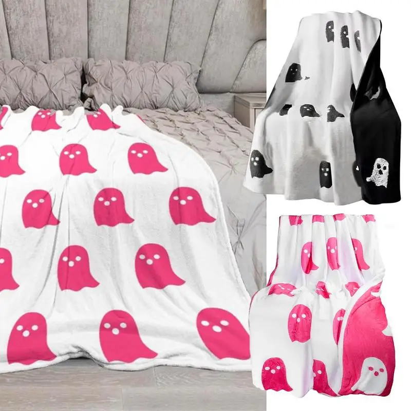 Ghost Throw Blanket Plush Throw Blanket Reversible Blanket Throw Blanket Cozy Flannel Couch Living Room Bed Blanket