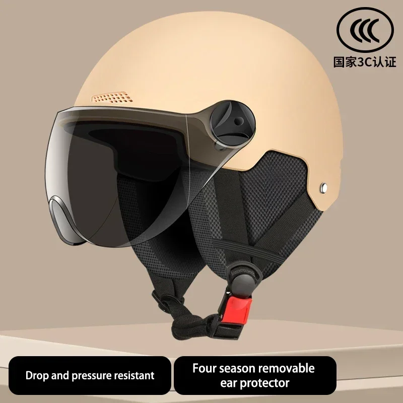 National Certification Solid Color Half Helmet Motorcycle Face Helmet Warm Cruise Casco Casque Moto Helmet Outdoors Knight Hat