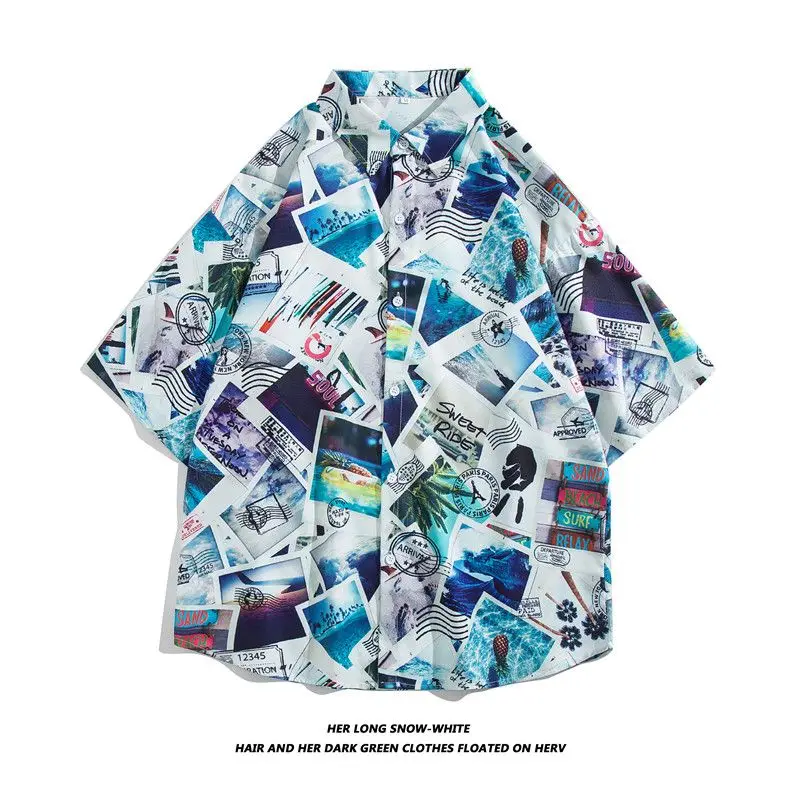 

Мужская летняя рубашка в винтажном цветочном стиле для пляжного отдыха, парная, из полиэстера, свободного кроя...