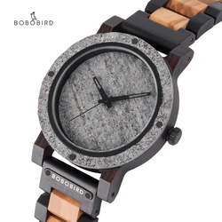 BOBO BIRD New Design Marble Stone Wooden Watches Men Christmas Gifts Japan Movement Quartz Wristwatches Timepieces Dropshipping