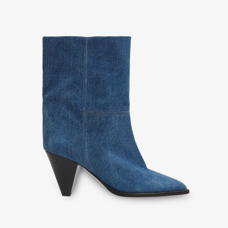 

Black High-Heeled Ankle Boots Women's Tapered Pointed Toe Suede Botines Frosted Sleeve Petite Slim Botas Femininas