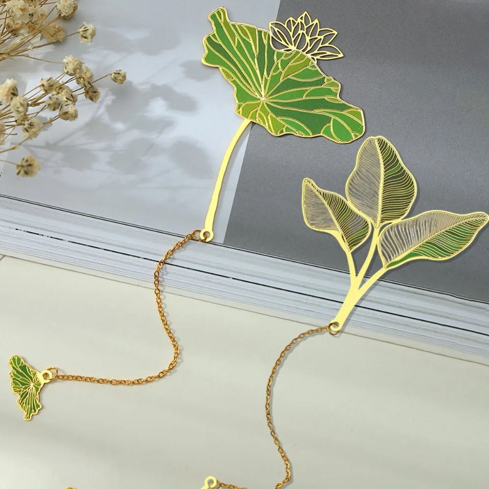 علامة مرجعية على شكل ورقة معدنية عتيقة مجوفة، هدية أدبية قديمة من أربعة نباتات للمعلمين والطلاب، أدوات مكتبية لأعياد الميلاد #4