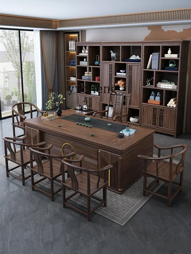 CJ-8 tea  and chair combination, one table and five chairs, solid wood coffee table set, one office tea table