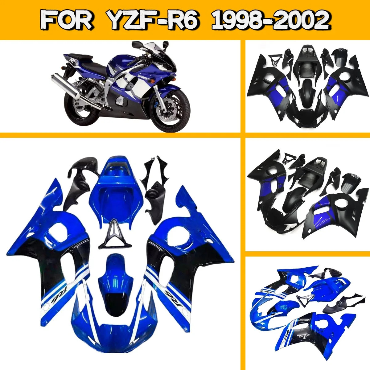 

High Quality Motorcycle Fairing Set for 1998-2002 Yamaha YZFR6 ABS Plastic Fairings Fitment 98-02 YZF R6