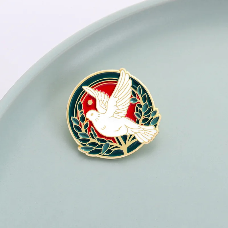 Cartoon Pigeons Badge Enamel Brooch Pins Dove Of Peace Sign Lapel Pin Accessory On Backpack Clothing Ornament Gift For Friends