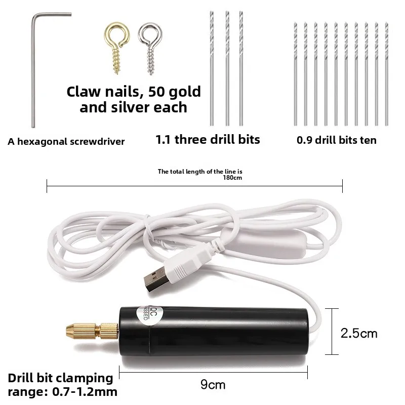 Crystal Drip Glue DIY Mini Electric Drill USB Small Electric Drill Pearl Hand Drill Hole Punching Pen Shape