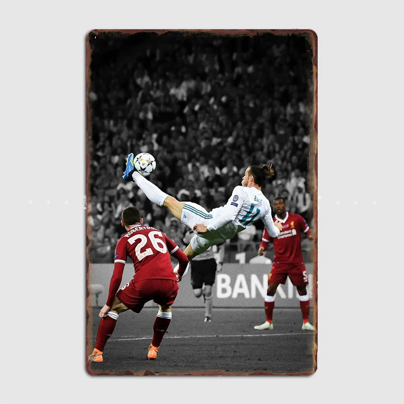 Gareth Frank Bale, Futbolista del Año, Póster Metálico, Letrero de Metal, Club de Fútbol, Decoración Personalizada para Bar, Hogar, Pared, Habitación