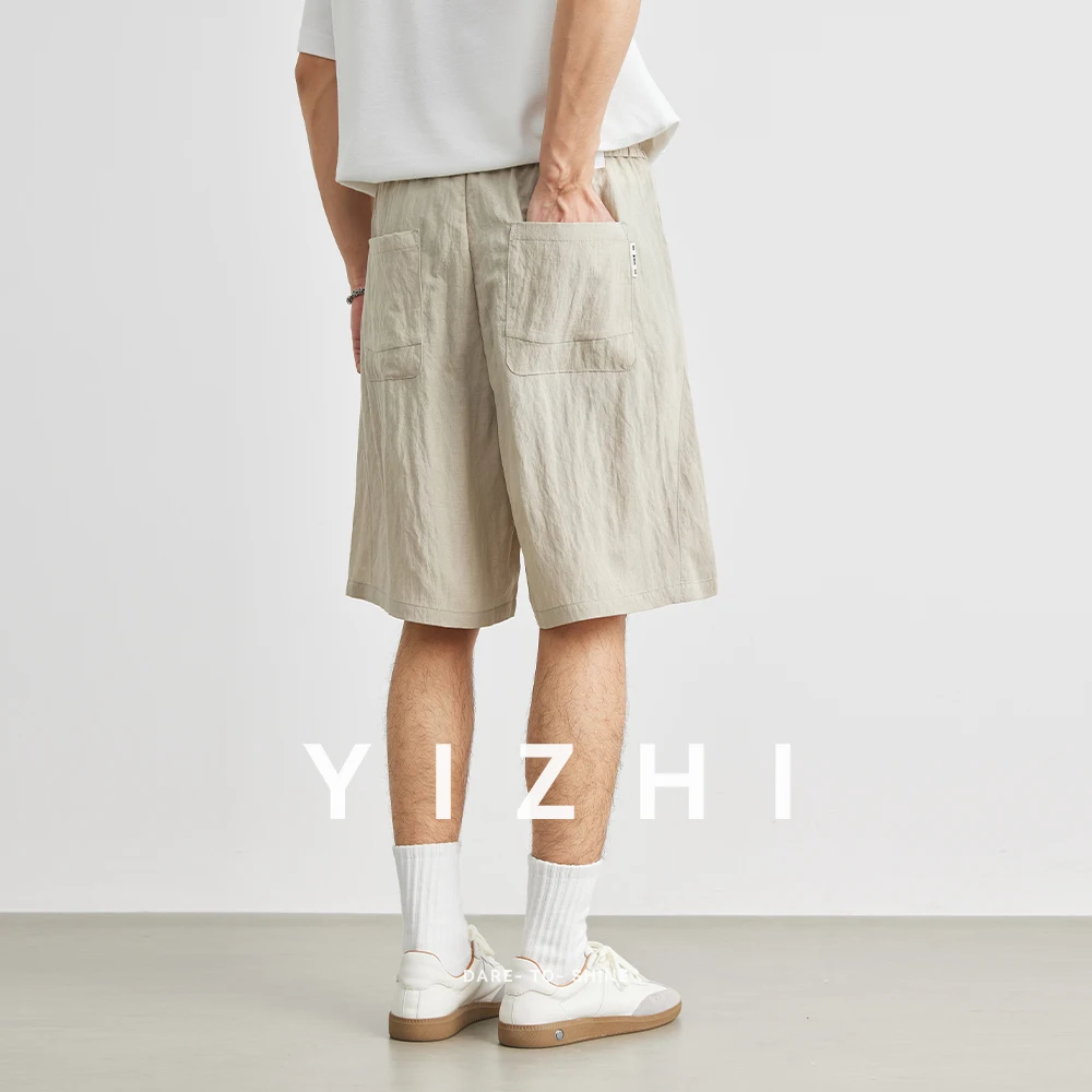 Men's Lyocell Linen Casual Shorts Summer New Loose and Comfortable Five-point Shorts Outdoor Sports Beach Pants Large Size Men