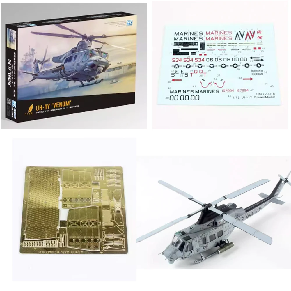 

Dream DM720018 1:72 Scale US UH1Y UH-1Y Venom USMC Attack Helicopter Plastic Assembly Model Kit Hobby Building Craft Toy