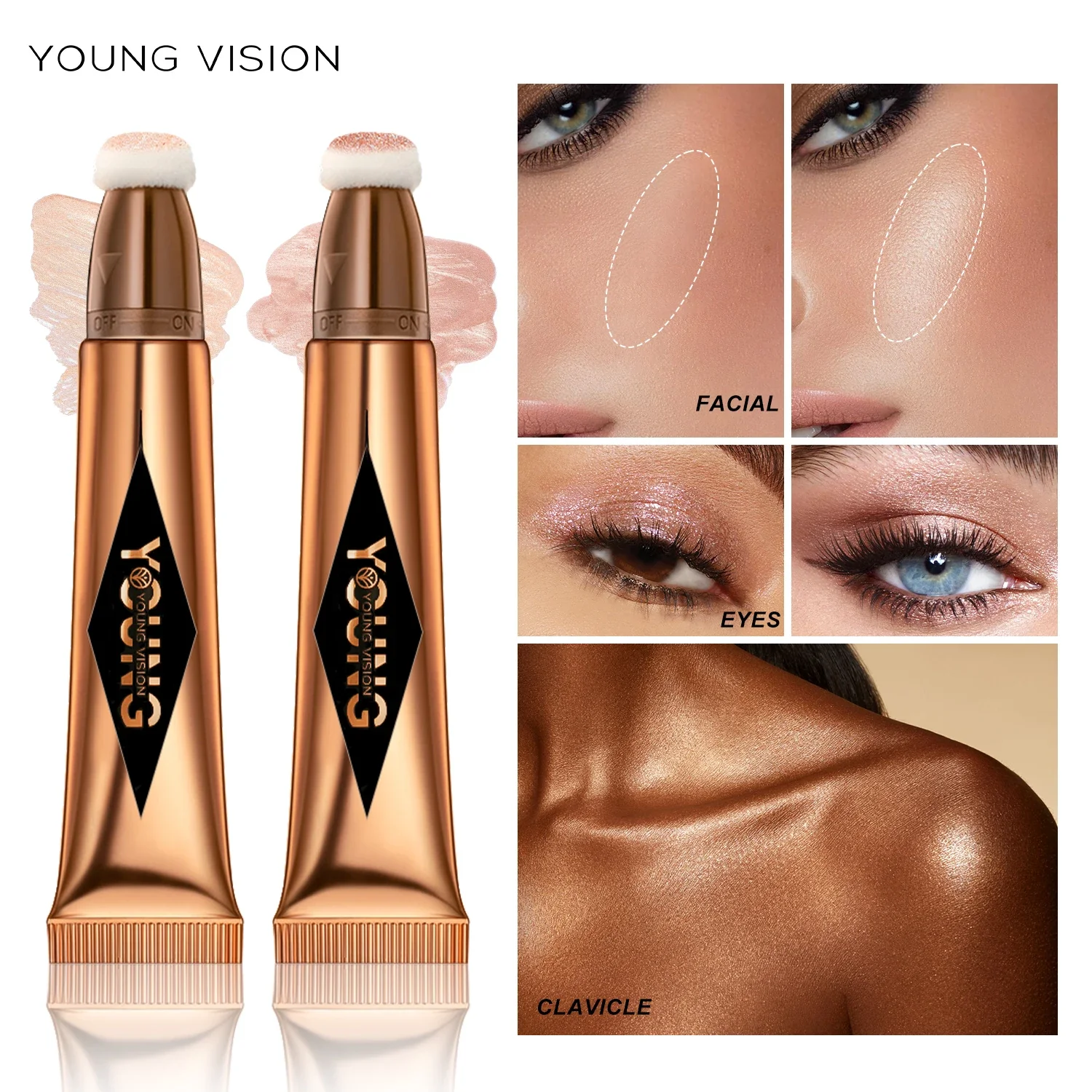 

YOUNG VISION 6-in-1 Makeup Kit - Air Cushion, Powder Blusher & High Gloss Stick | Liquid Rouge with 6 Color Options