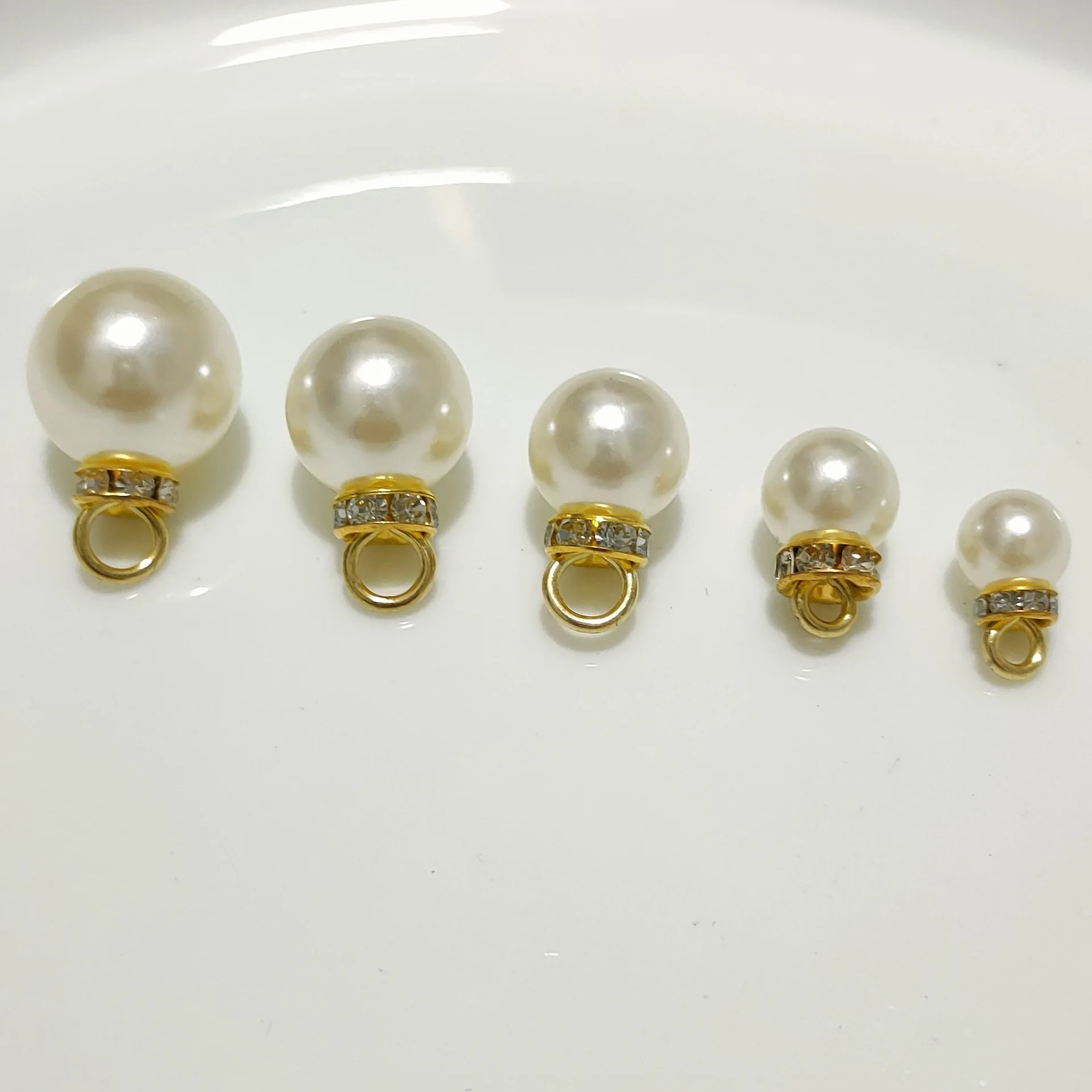 30pcs 8-16mm Imitation Pearl Clear KC Gold Crown Pendant Charm For DIY Bracelet Jewelry Button Earrings Making