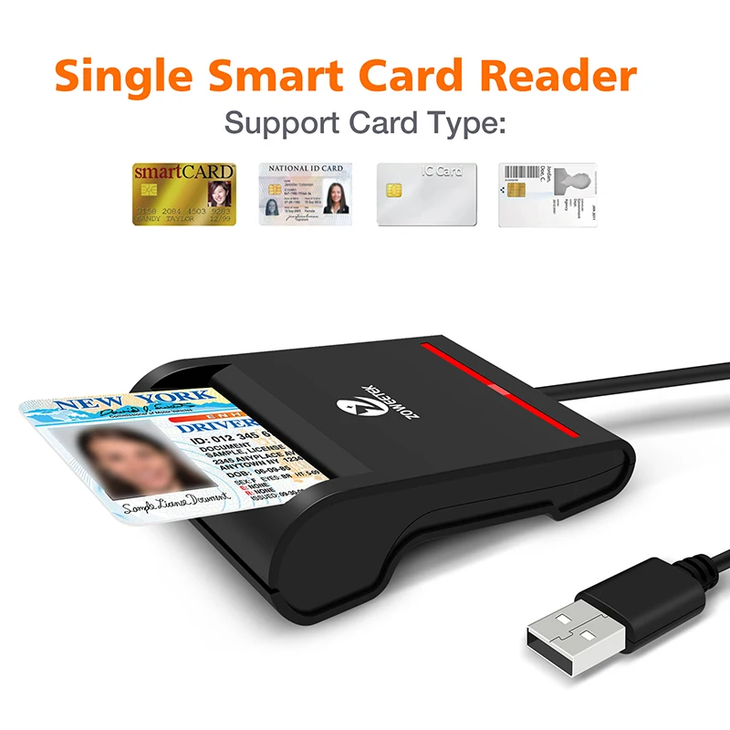 ZOWEETEK USB 2.0 smart Card Reader for IC ID Bank EMV for PC Computer