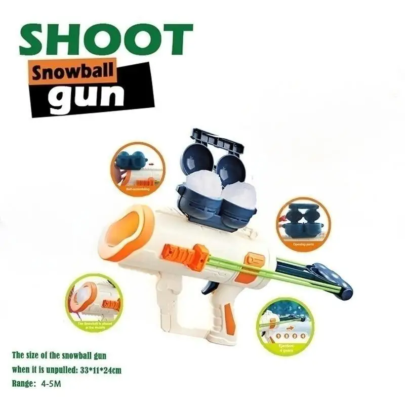 Nueva pistola de bolas de nieve, Clip de nieve a juego, juguetes de batalla para tiro en la nieve de invierno para niños, accesorios de lucha de bolas de nieve