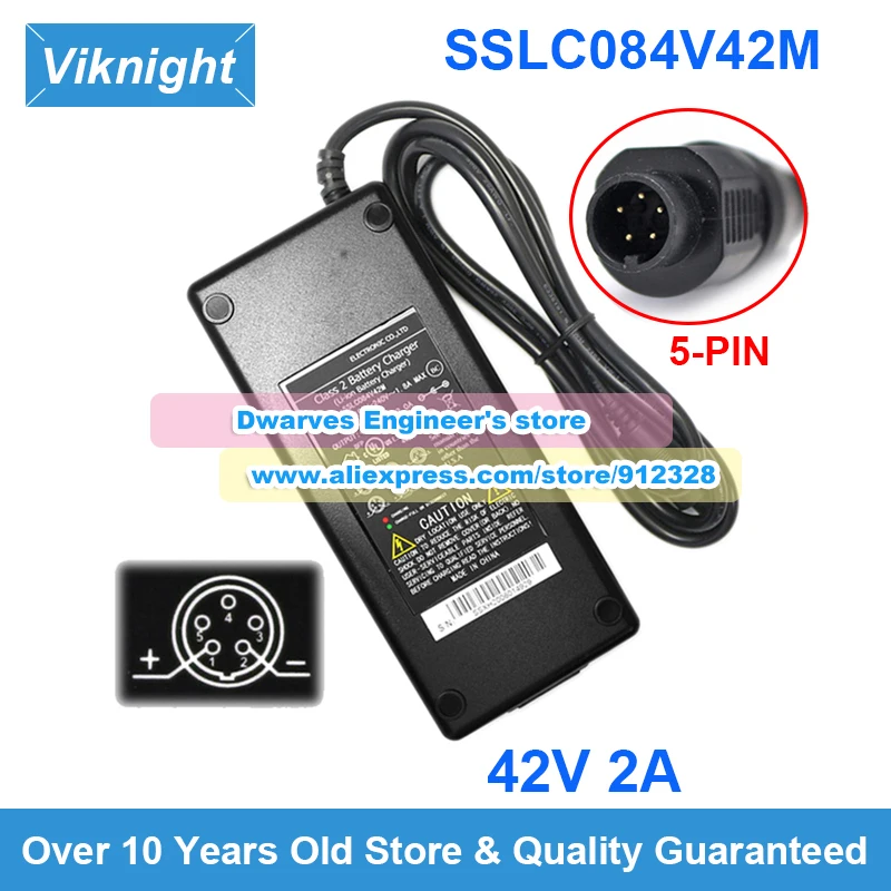 42V 2A for SANS/PHYLION 84W Class 2 Charger SSLC084V42M AC Adapter SSLC084V42XH Special 5 Pins for Batavus JCEB360-14.5