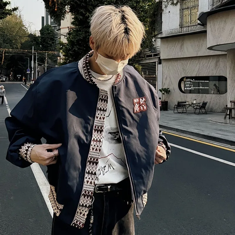 

Autumn/Winter Printed Patchwork Jacket Men's Women's Baseball Jacket Design Coat Ethnic Jacquard Cotton Jacket Loose Clothing