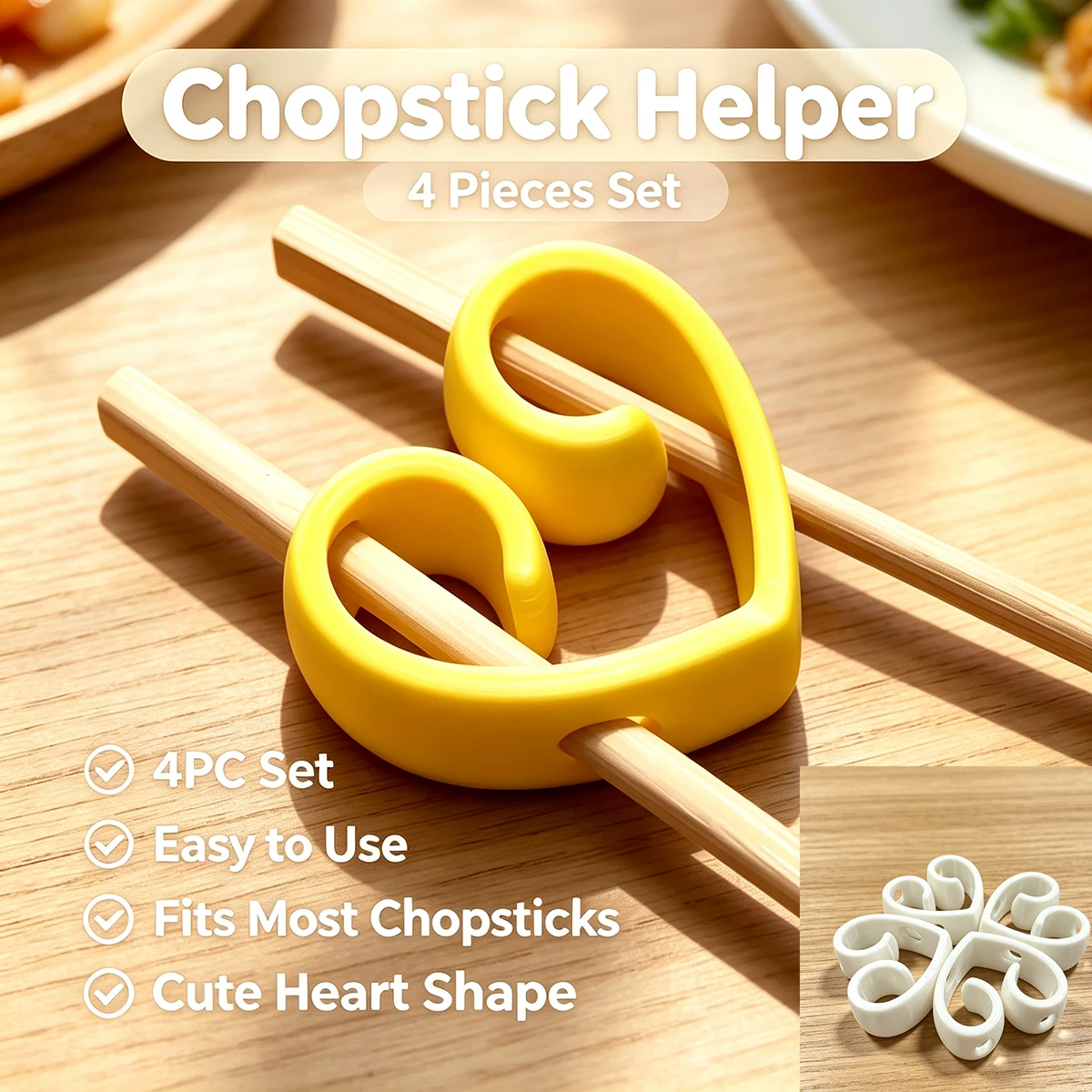 Heart-Shaped Chopstick Aid for Beginners, Chopstick Corrector, Home-Use Chopstick Training Tool
