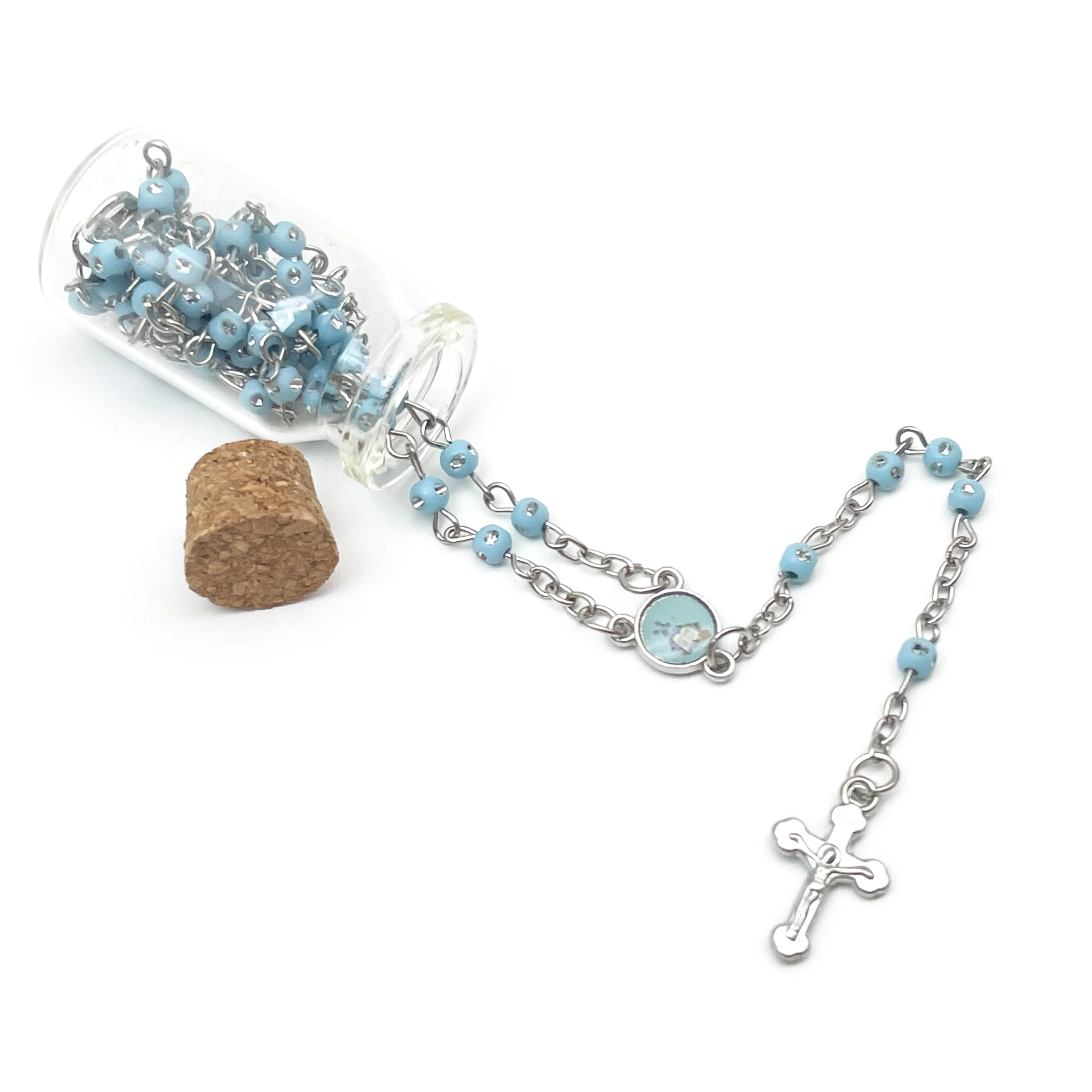 

12 Pcs Rosary Bottle Blue Bible Baptism Communion Recuerdos De Bautizo First Communion Christening Favor
