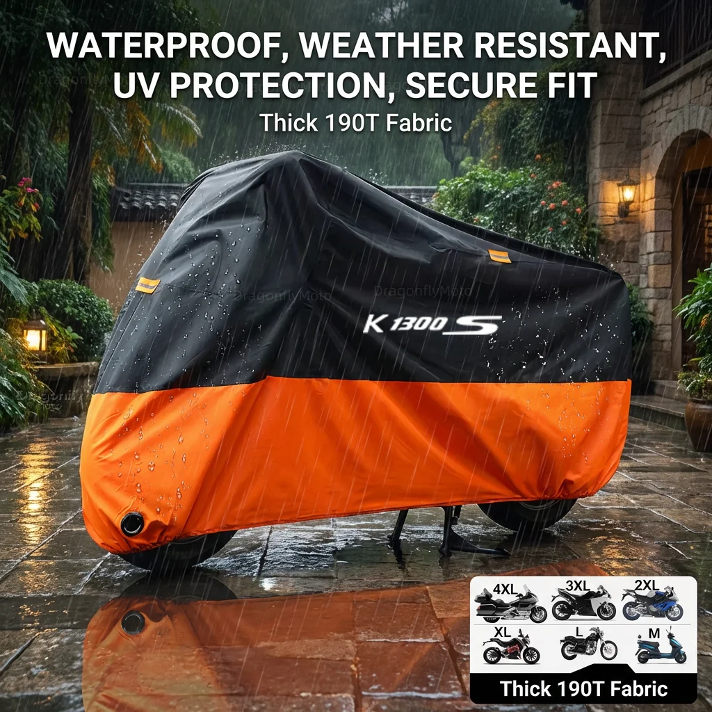 For BMW K1300S K 1300S 2009-2016 Motorcycle Cover Thick 210D Waterproof Outdoor Uv Protective Dust Rain Sunshade All Season