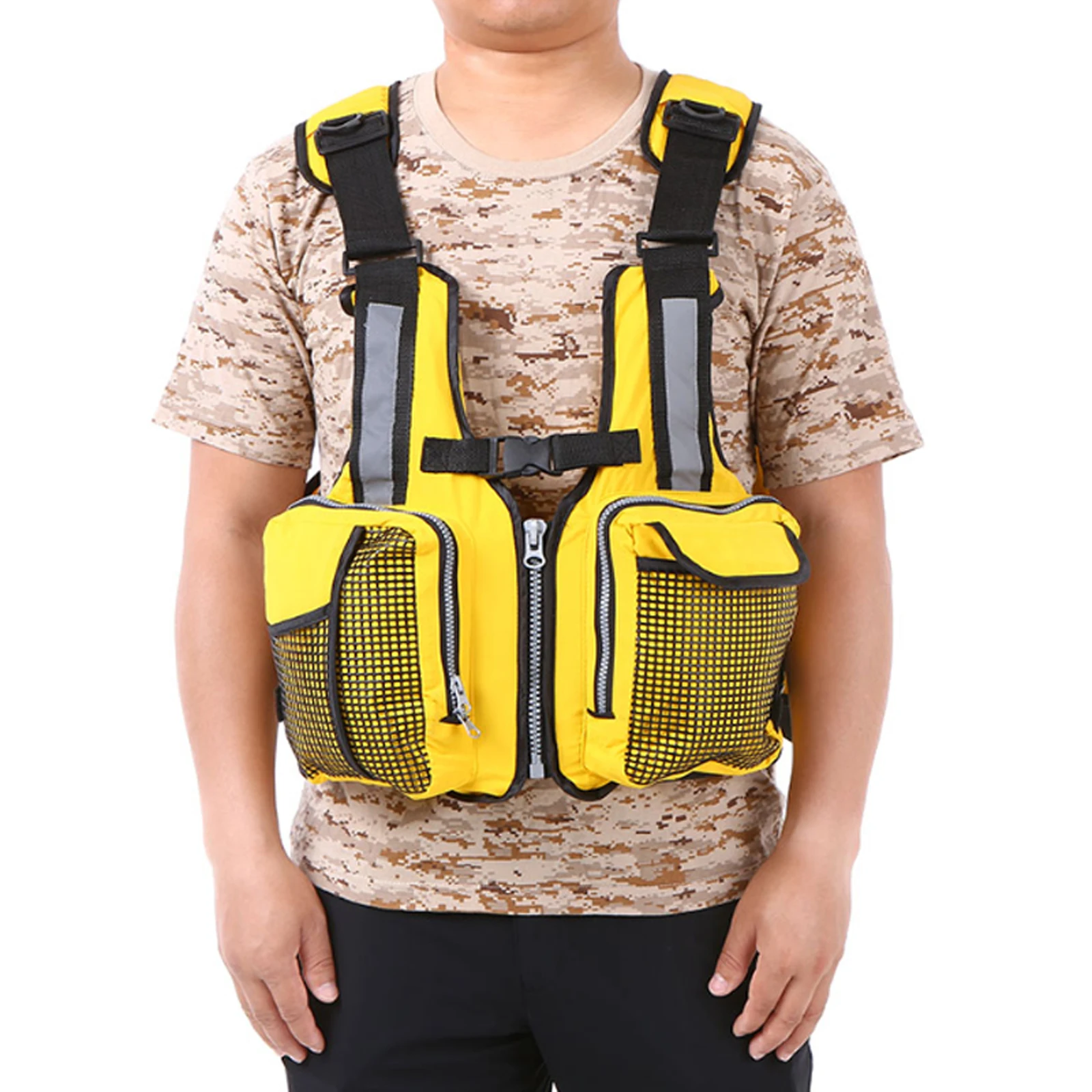 

4 Colors Adult Adjustable Lifejacket Vest Multi Pocket Buoyancy Sailing Reflective Design Sea Fishing Lifejacket Vest