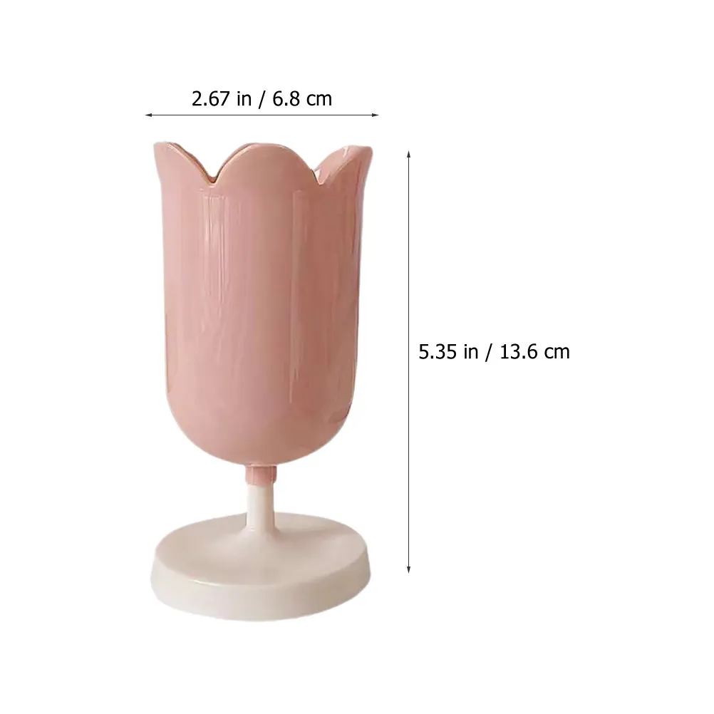 Tulip Pen Holder Pink Creative Flower Pencil Holder Makeup Brush Organizer Desk Decoration Room Cute Storage