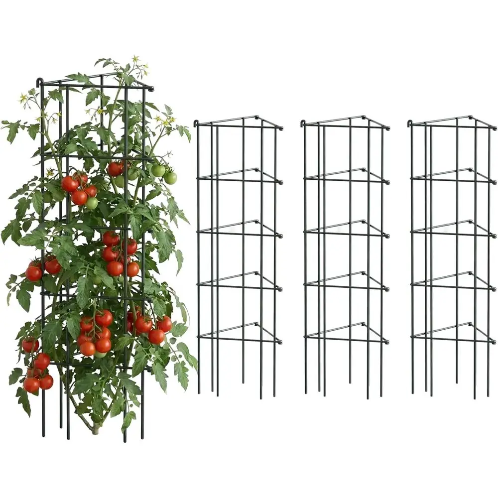 

3-Panel Tomato Cage, Rust-Resistant Plant Support for Garden and Pots, 11.5 x 4 Pack