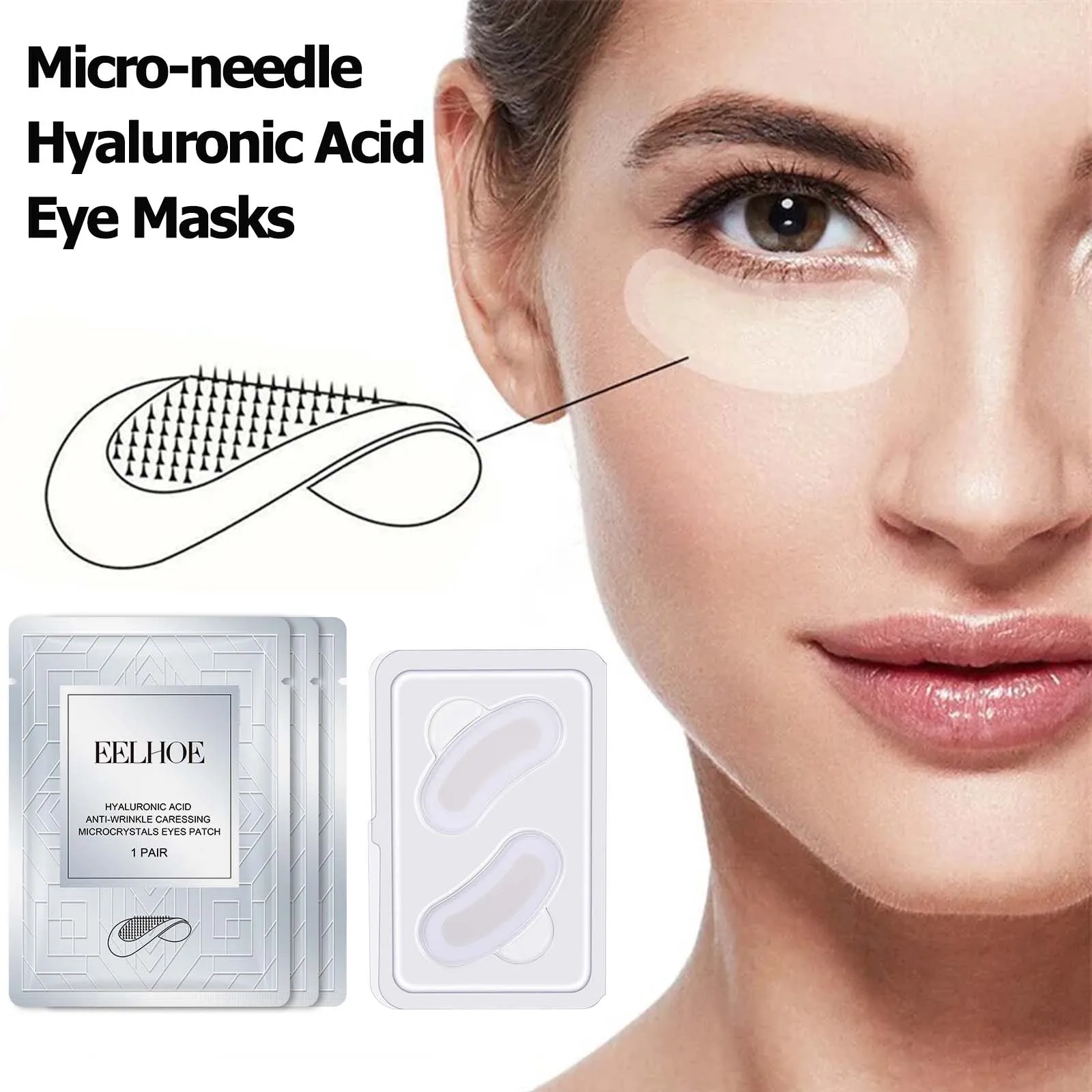 Micro-needle Eye Patch Hyaluronic Acid Anti-Wrinkle Fade Eye Fine Lines Moisturizing Eye Mask Caressing Microcrystals Eyes Patch