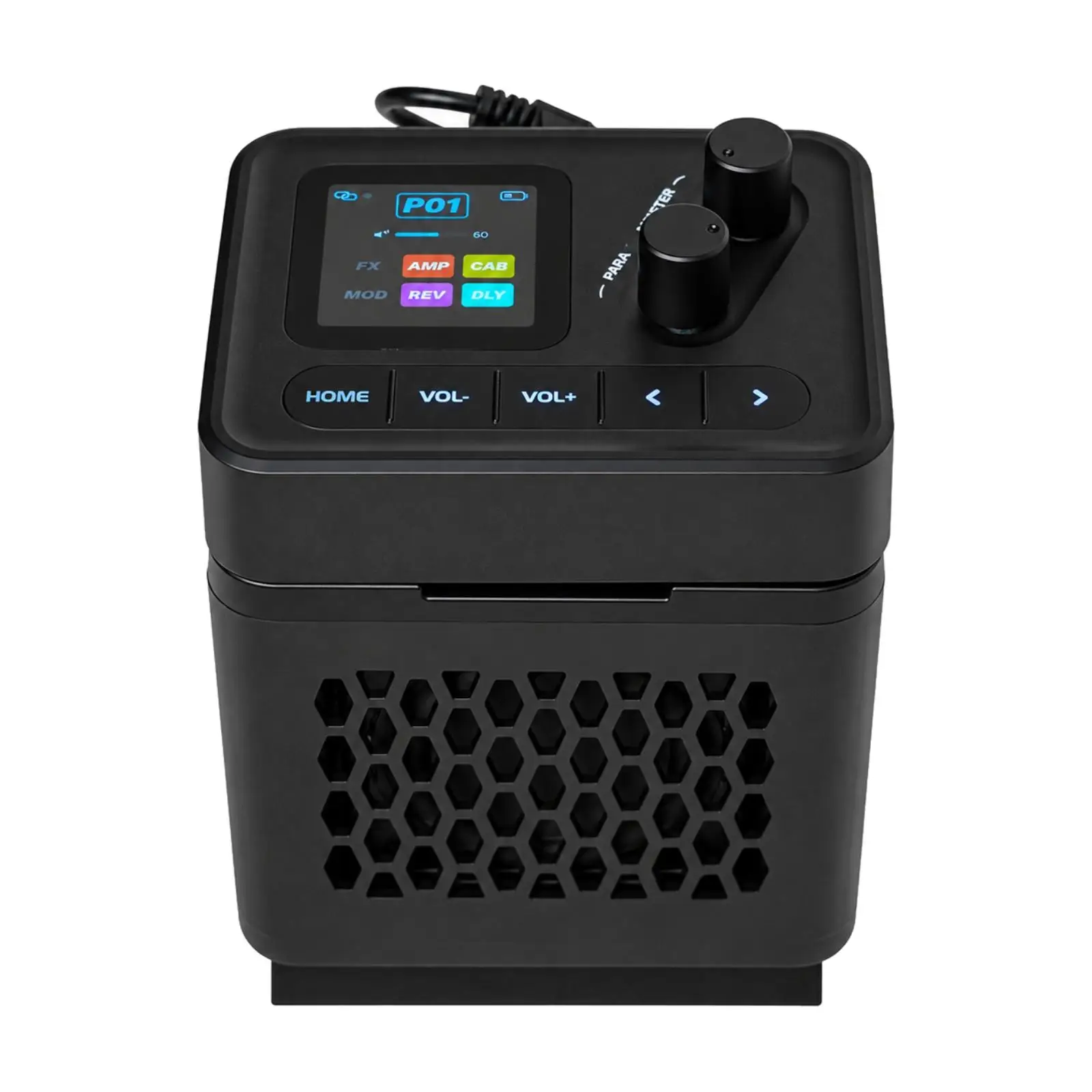 Electric Guitar Mini Amplifier Multi Effects Unit with Color Screen Two Knobs Headphone Jack USB Power for Quiet Practice and