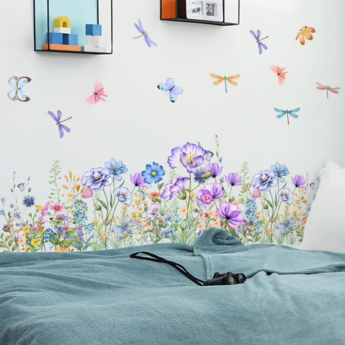 

Spring Flowers Wall Decals Floral Butterfly Dragonflies Stickers Botanical Garden Art for Kids Nursery Classroom Bedroom Decor