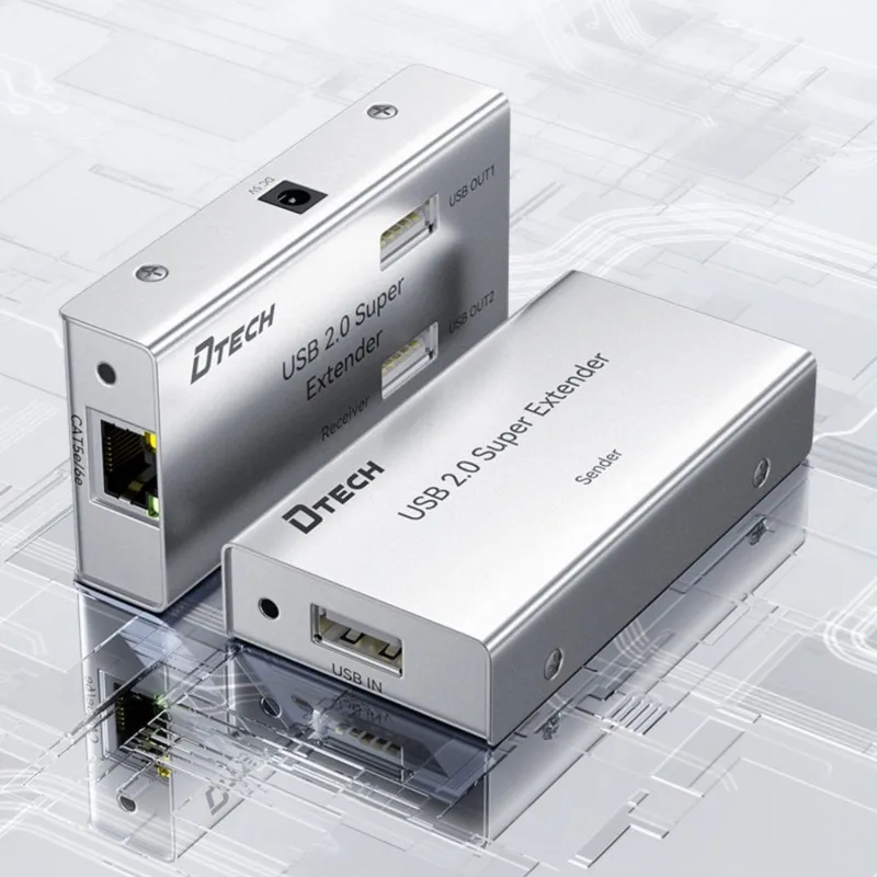 DTECH Hot Selling USB 2.0 Extender via Cat5e/6e-kabel tot 50 m met 4 poorten uitgang voor audio- en videoapparatuur