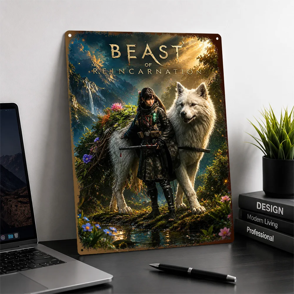 Beast Of Reincarnation Fantasy Printed Poster Personalized Aluminum Metal Sign Celestial Glow Style Wall Art For Bedroom Decor